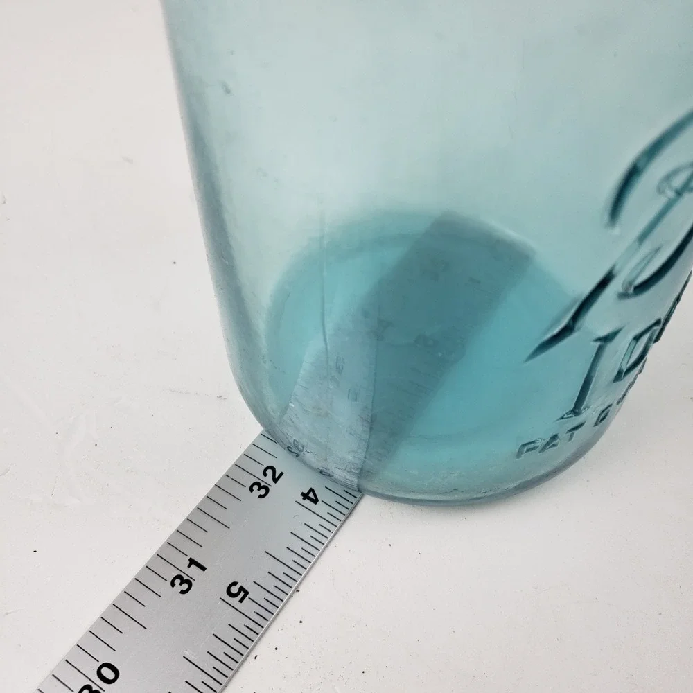 Vintage Ball Ideal Aqua Blue Glass Canning Jar Patent July 14 1908 Wire Bail Lid